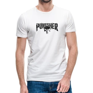 The Punisher Logo Baskılı Beyaz Erkek Örme Tshirt