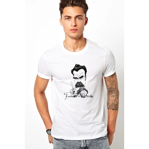 Friedrich Wilhelm Nietzsche Baskılı Beyaz Erkek Örme Tshirt