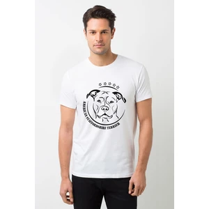 Pitbull Baskılı Beyaz Erkek Örme Tshirt