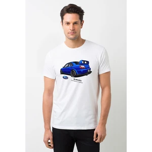 Subaru Baskılı Beyaz Erkek Örme Tshirt