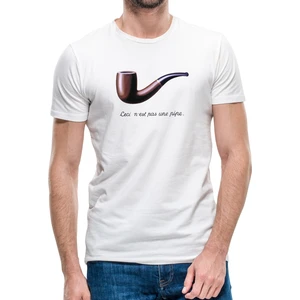 C'est Ne Pas Une Pipe Erkek Beyaz Tshirt