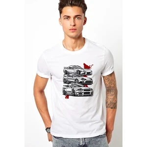 Nissan Skyline R34 Gtr Toyota Supra Baskılı Beyaz Erkek Örme Tshirt