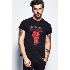 Rage Against The Machine Capa Rage Baskılı Siyah Erkek Örme Tshirt