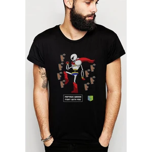 Undertale Baskılı Siyah Erkek Örme Tshirt
