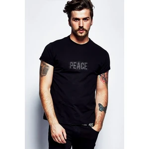 War And Peace Baskılı Siyah Erkek Örme Tshirt