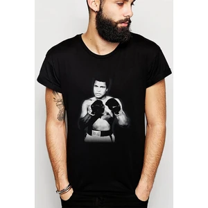 Muhammed Ali Everlast Baskılı Siyah Erkek Örme Tshirt