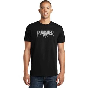 The Punisher Logo Baskılı Siyah Erkek Örme Tshirt