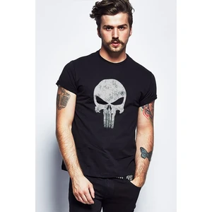 Punisher Baskılı Siyah Erkek Örme Tshirt