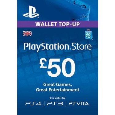 Playstation Psn Card 50 GBP / 50 Pound (UK) Unıted Kıngdom Fiyatı