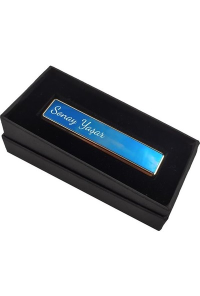 Hediyehanesi Kişiye Isme Özel USB Şarjlı Mavi Sürgülü Çakmak M01
