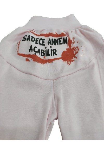 Sevnur Baby Kız Bebek Sadece Annem Açabilir Yazılı Patikli Pantolon