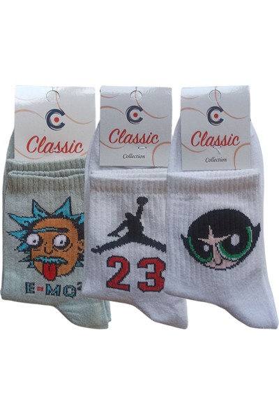 Classic 12 Çift Kadın Neşeli Kolej Soket Çorap