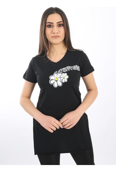 Sara Modex SR45005 Papatya Baskılı Tunik Tişört
