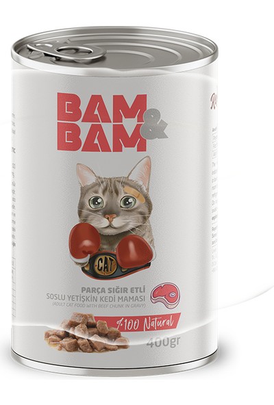 Bam&Bam Sığır Etli Yetişkin Kedi Konservesi 400 gr
