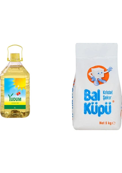 Ayçiçek Yağı 4 lt + Balküpü Toz Şeker 5 kg