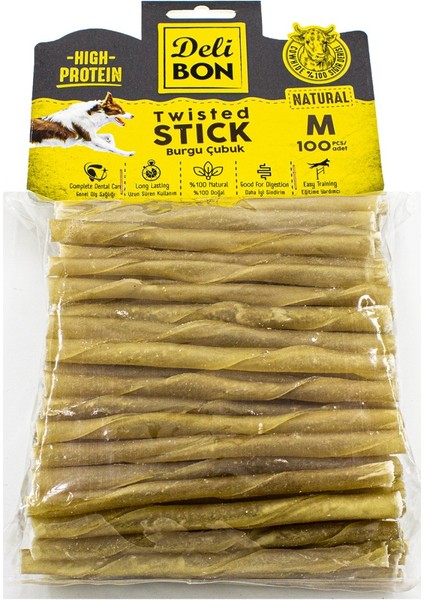 Deri Kalın Burgu Çubuk 100 Adet Natural