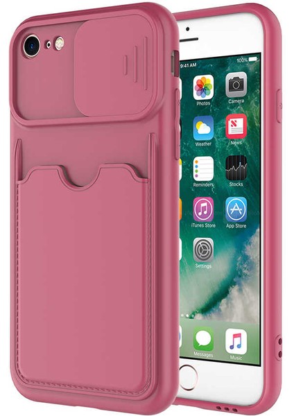 - Apple iPhone 8 - Kılıf Slayt Sürgülü Kart Bölmeli ​Kartix Kapak - Koyu Mor - T17609