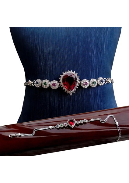 925 Ayar Gümüş Kırmızı Kalp Kadın Bileklik