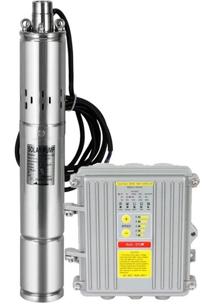 24 Volt Dc Solar Güneş Enerjili Dalgıç Pompa 70MM Dış Çap 140 Watt Panolu 50 Mss 1.3 M³/h