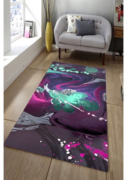 Antibakteriyel Yıkanabilir Kaymaz Dot Taban Dijital Baskı Salon Halısı MRC1867