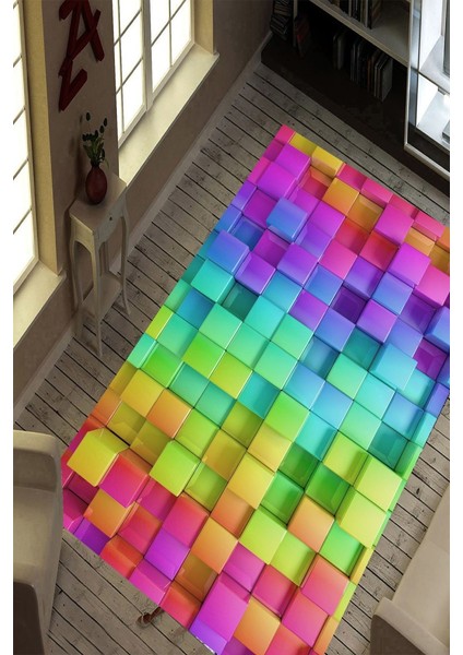 Antibakteriyel Yıkanabilir Kaymaz Dot Taban Dijital Baskı Salon Halısı MRC1745