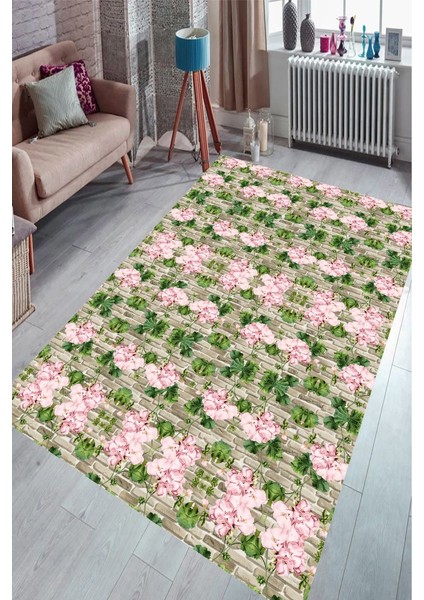 Antibakteriyel Yıkanabilir Kaymaz Dot Taban Dijital Baskı Salon Halısı MRC1675