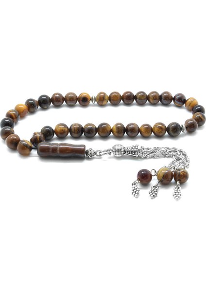 Kararmaz Metal Püsküllü Küre Kesim Kaplangözü Doğaltaş Tesbih