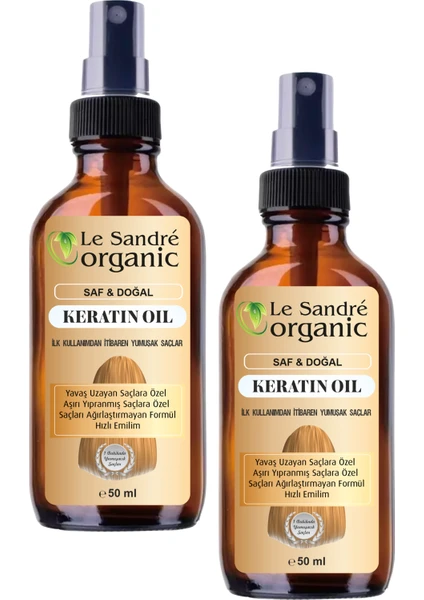 Le Sandre Organics Aşırı Yıpranmış Saçlar Için Keratin Bakım Yağı Ikili Set 50 ml & 50 ml