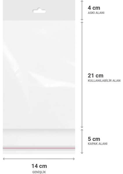 Askılı (Meksika Şapka) Bantlı Şeffaf Opp Torba 14 x 21 9 cm - 500'LÜ fiyatları