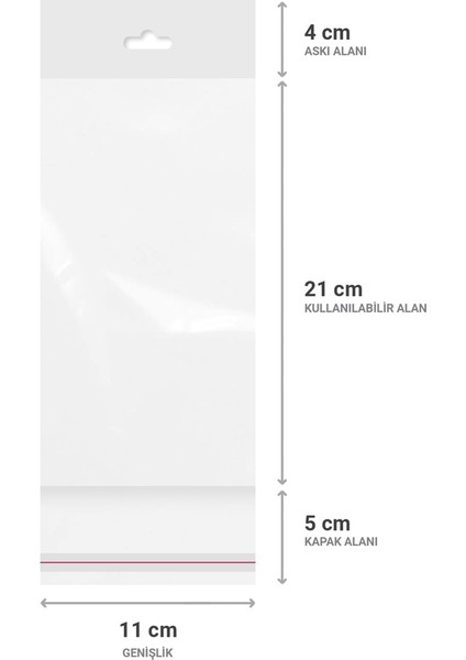 Askılı (Meksika Şapka) Bantlı Şeffaf Opp Torba 11 x 21 9 cm - 500'LÜ fiyatları