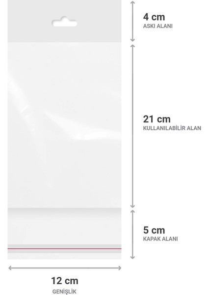 Askılı (Meksika Şapka) Bantlı Şeffaf Opp Torba 11 x 16 9 cm - 500'LÜ fiyatları