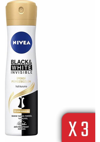 Black&white Ipeksi Pürüzsüzlük Sprey 150 ml x 3 Adet