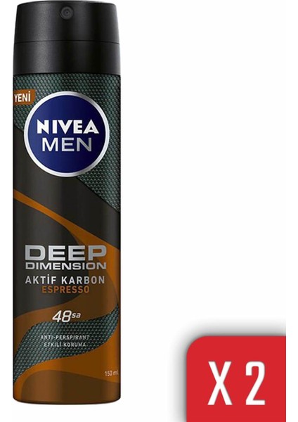 Men Deep Dimension Espresso Sprey Deodorant 150 ml Erkek x 2 Adet