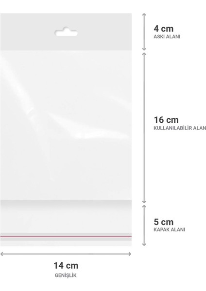 Askılı (Meksika Şapka) Bantlı Şeffaf Opp Torba 14 x 16 9 cm - 500'LÜ fiyatları