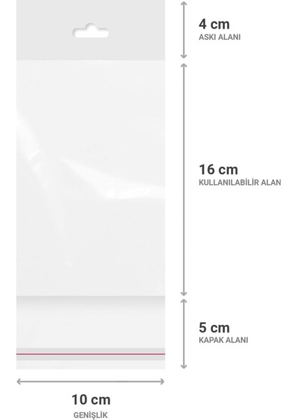 Askılı (Meksika Şapka) Bantlı Şeffaf Opp Torba 10 x 16 9 cm - 500'LÜ fiyatları