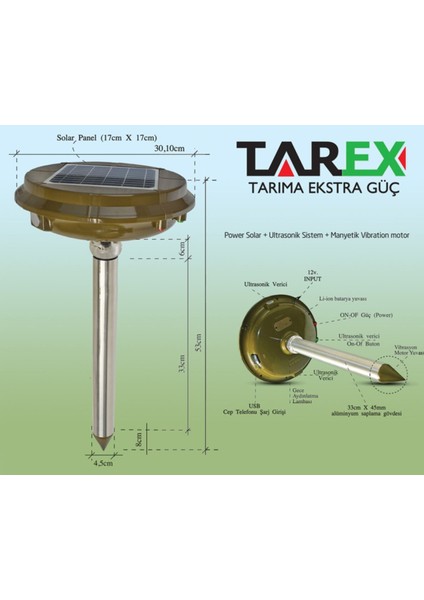 TP-1500 Solar Köstebek, Fare, Yılan, Akrep, Yarasa Kovucu