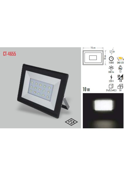 CT-4655 10W Beyaz Işık Slim LED Projektör Cata