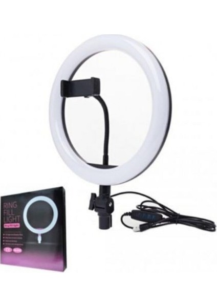 Popüler Cep LED Tripod Işıklı Adaptörlü Telefon Tutucu Makyaj Selfie Işığı Ring Light & Kuaför Çekim Işığı 2.1metre