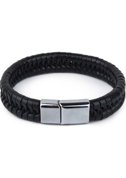 Klasik Sarmal El Örgüsü Deri Bileklik Mıknatıs Kilitli Siyah S Bileklik fiyatları