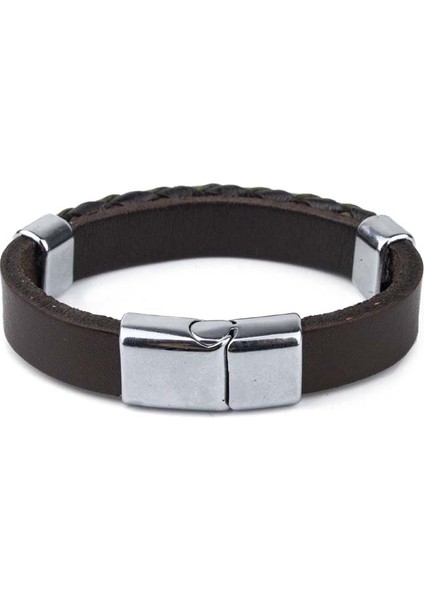 Yuvarlak Sırım Saç El Örgüsü Düz Deri Bileklik Kahve & Yeşil M Bileklik fiyatları