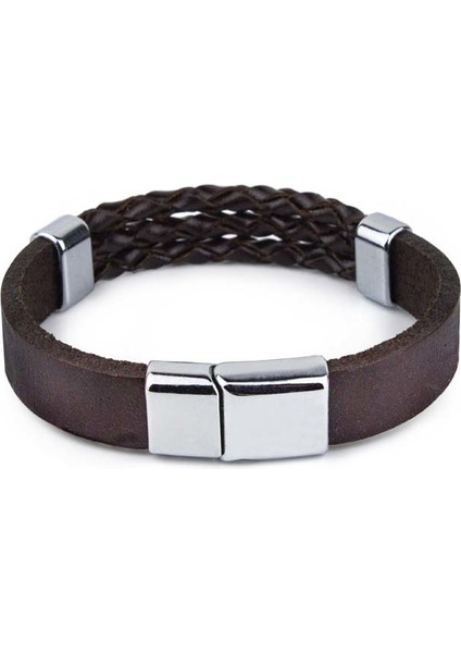Üçlü Yuvarlak El Örgüsü Deri Bileklik Mıknatıslı Kahverengi L Bileklik fiyatları
