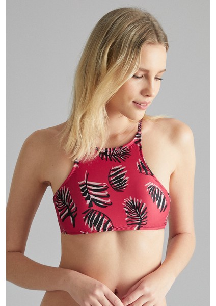 Şarap Violet Halter Bikini Üstü