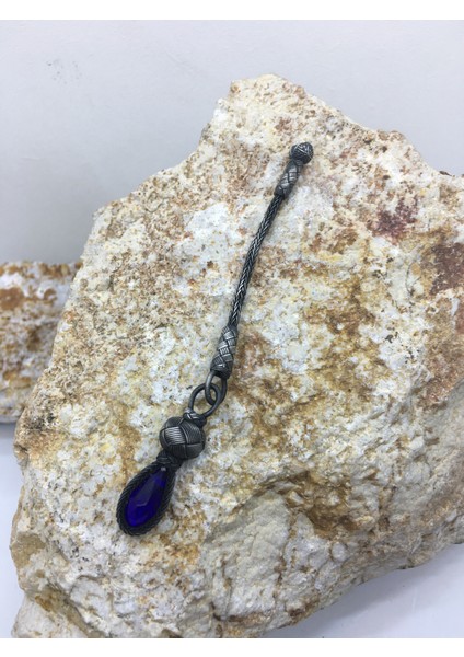 Mavi Taşlı Kısa Oksitli Püskül