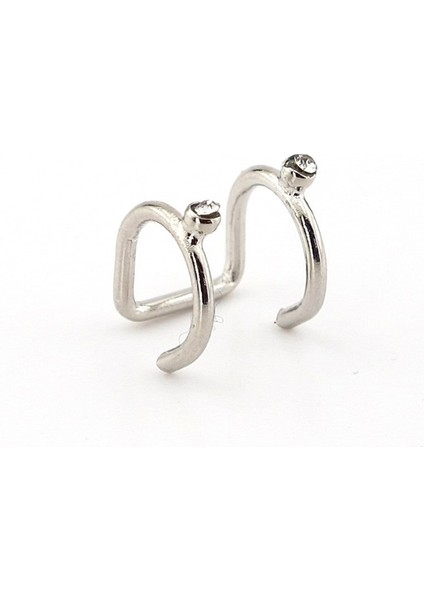 Parlak Gümüş Renkli Earcuff Kıkırdak Küpe EX090