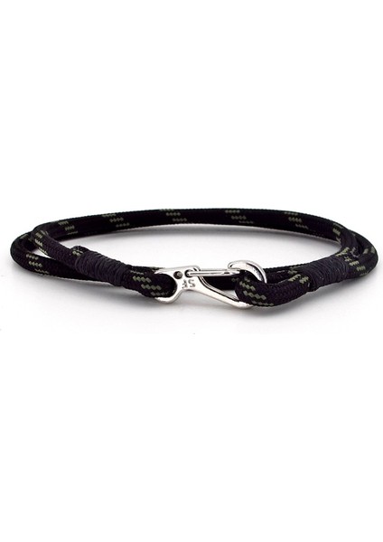 Haki Yeşil Siyah Paracord Metal Kanca Sarma Erkek Bileklik M011C