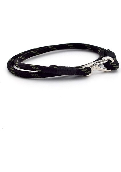 Haki Yeşil Siyah Paracord Metal Kanca Sarma Erkek Bileklik M011C fiyatları