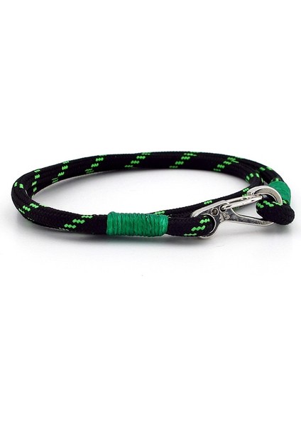 Neon Yeşil Siyah Paracord Metal Kanca Sarma Erkek Bileklik M011D fiyatları