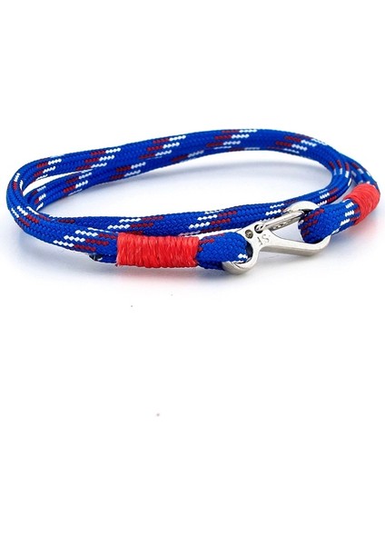 Mavi Beyaz Kırmızı Paracord Kanca Iki Sıra Erkek Bileklik M011F fiyatları