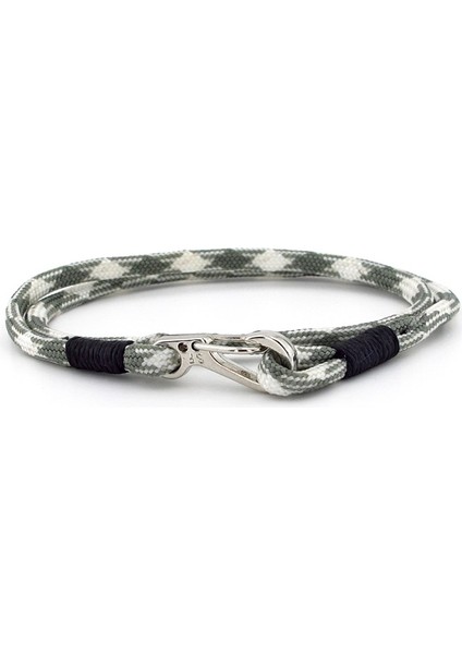 Yeşil Beyaz Paracord Metal Kanca Iki Sıra Erkek Bileklik M011G
