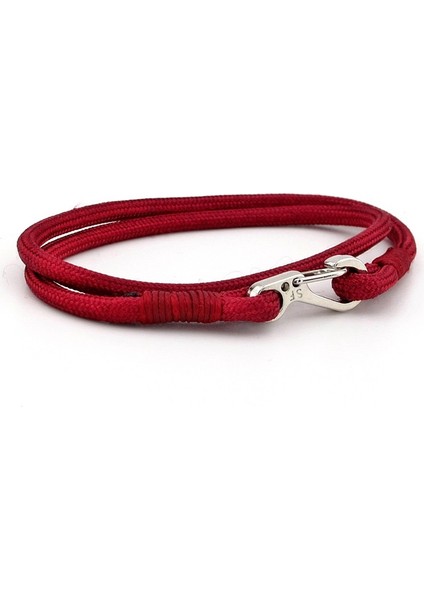 Bordo Paracord Metal Kanca Iki Sıra Sarma Erkek Bileklik M011M